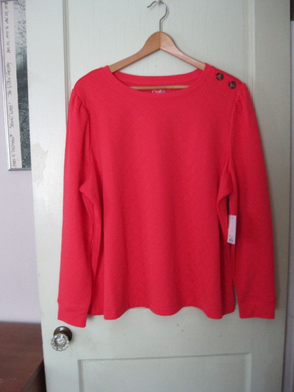 NWT Croft and Barrow lightweight quilted orange women's top plus size 1X